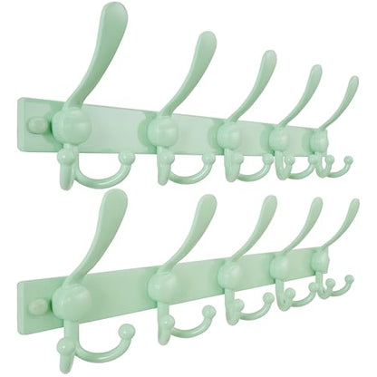 Coat Rack Wall Mount, Heavy Duty 12-Gauge Base vs Flimsy 1mm, Double-Thick Solid Anti-Snap Hooks, 16” Stud-Mount, Stainless Steel Hanger for Clothes Hat Entryway Closet, Green, Pack of 2 - color: Green, size: L=17" (2pcs)
