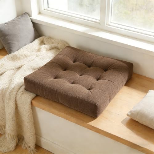 Square Floor Pillow Cushion, 22x22 Inch Meditation Pillow, Coffee | Thick Tufted, Soft Velvet Seat Cushion, for Yoga, Gaming, Reading, Living Room, Tatami, Chair - color: Coffee
