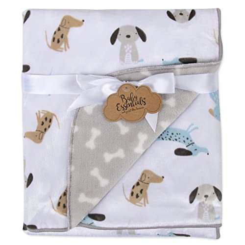 Sherpa Fleece Baby Blankets for Boys and Girls – Colorful, Reversible Baby Blankets for Newborns, Infants, Toddlers, and Nursery (Puppy Grey) - color: Puppy Grey