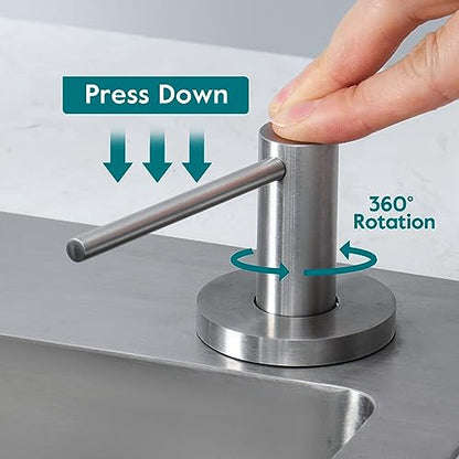 Upgraded Soap Dispenser for Kitchen Sink Brushed Nickel, Stainless Steel Countertop Pump, Built in Sink Soap Dispenser with 47" Extension Tube kit - color: Brushed Nickel