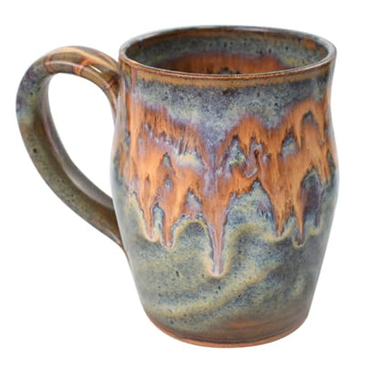 American Handmade Stoneware Pottery 20-oz Barrel Shape Mug, Honey Meadow Collection