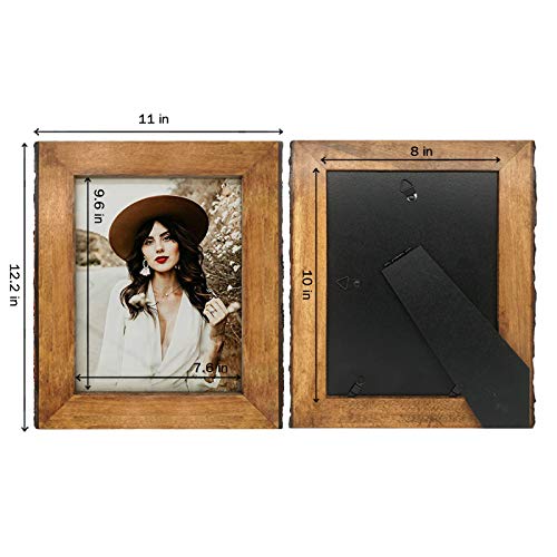 IKEREE 8x10 Picture Frames with Bark Edges, Rustic Wood Photo Frame for Tabletop or Wall Display, Natural Brown. - size: 8x10 inch