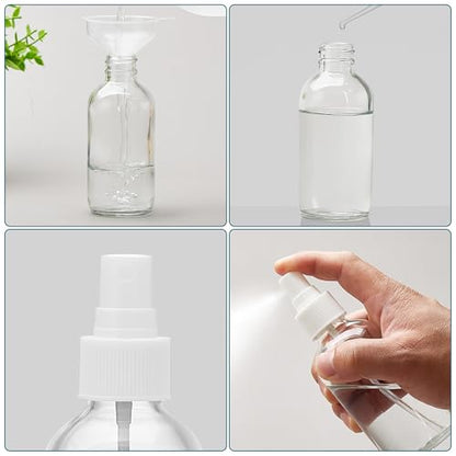 Clear Glass Spray Bottles 4 oz, Small, Fine Mist, 4 Pack | For Essential Oils, Facial Care, Hair Care, Perfumes, Plants, Room Sprays, Travel, Cleaning Solutions