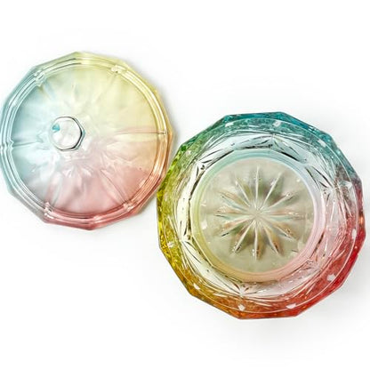 Colorful Crystal Glass Candy Snack Barrel Storage Jar Embossed Luxury Cookie Buffet Canister With Lids Jewelry Box Jar Biscuit Containers - color: Treasure Box
