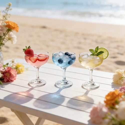 Valeways Shot Glasses - 4oz Cocktail Glasses Set of 6 - True Coupe/Martini Glasses