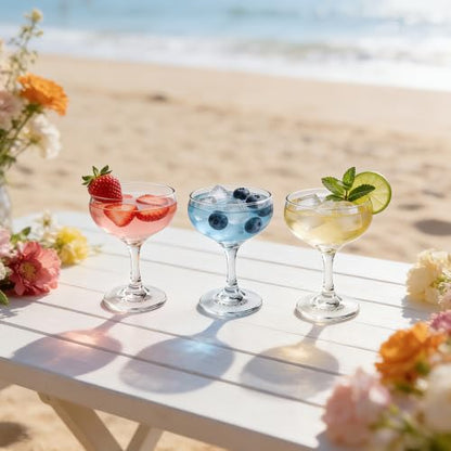 Valeways Shot Glasses - 4oz Cocktail Glasses Set of 6 - True Coupe/Martini Glasses