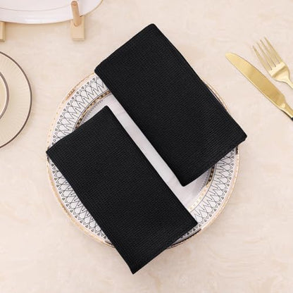 Homaxy 100% Cotton Waffle Weave Dish Cloths, 12 Pack, Black | Soft and Absorbent Dish Towels, 12 x 12 Inches Quick Dry Dish Rags - color: Black, size: 12 x 12 - 12 Pack