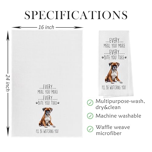 Gqtt Boxer Dog Dish Towels Set - Funny Dog Gifts, Decorative Waffle Weave Kitchen Towels, Hand & Tea Towels (1624 Inches, Set of 2) - color: Boxer Dog