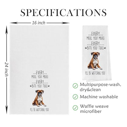 Gqtt Boxer Dog Dish Towels Set - Funny Dog Gifts, Decorative Waffle Weave Kitchen Towels, Hand & Tea Towels (1624 Inches, Set of 2) - color: Boxer Dog