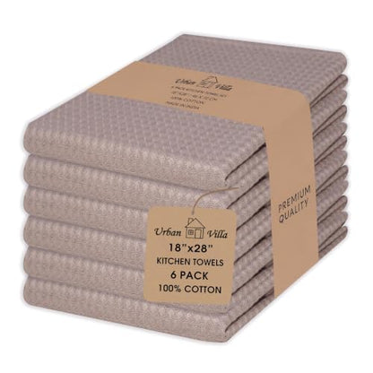 Urban Villa Kitchen Towels Cotton Dish Towels 20”x30” (Set of 6) Tan - color: 059 Tan, size: 18" x 28" (Set of 6)