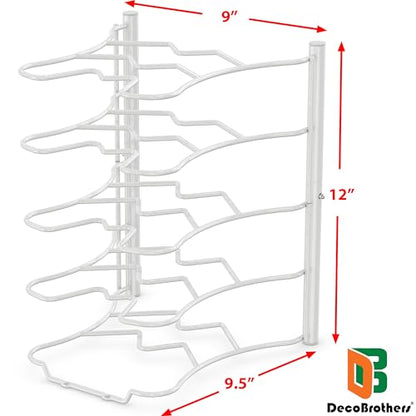 Deco Brothers Pan Organizer Rack for Kitchen Cabinet and Counter, White - color: White