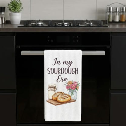 Sourdough Baking Gifts Dish Towels for Women Hostess, in My Sourdough Era Waffle Weave Kitchen Towels for Bread Lover - color: Sourdough