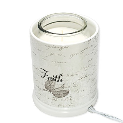 Elanze Designs Dream Bigger Actions Louder Faith Stronger Grey Leaves White Ceramic Stone Jar Warmer - size: Large Jar
