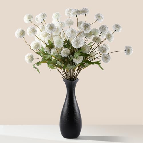 JAKY-Global 10 Stems Fall Artificial Chrysanthemum Flowers,21in Realistic Silk Pompon Fake Mums for Boho Home Decor, Halloween Centerpieces, Autumn Wedding Arrangements - color: Fall White
