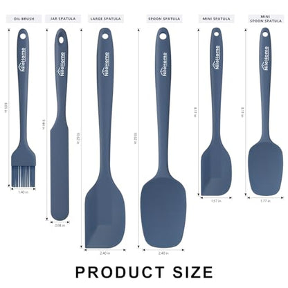NileHome Silicone Spatula Set, 6 Packs Food Grade Kitchen Utensils with Silicone Brush Heat Resistant BPA-free Rubber Spatula for Scraping, Baking, Cooking, Mixing, Haze blue | Food-Grade Material,Heat Resistant Up to 600°F,Dishwasher Safe,BPA-Free - colo