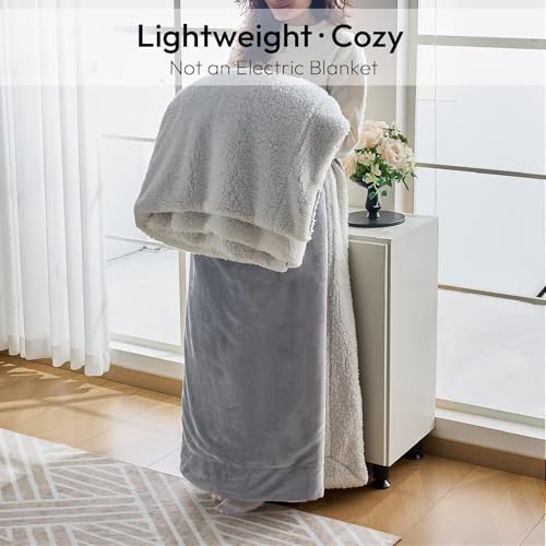 NANPIPER Sherpa Blanket Twin Thick Warm Blankets for Winter Bed Super Soft Fuzzy Flannel Fleece/Wool Like Reversible Velvet Plush Fabric(Light Grey Twin Size 60"x80") - color: Light Grey, size: Twin