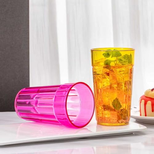 Honla 10 oz Highball Glasses,Set of 10 Small Plastic Drinking Glasses Cups | Reusable,Unbreakable,Dishwasher Safe,Water Juice Tumblers in 5 Assorted Colors