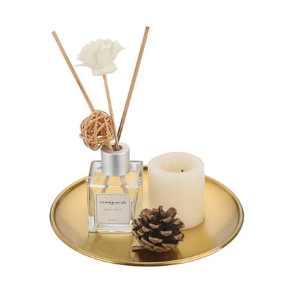 Small Key Bowl for Entryway Table Decor Gold Candle Plate Key Tray Decorative Metal Jewelry Dish Holder for Vanity Kitchen Counter Coffee Table