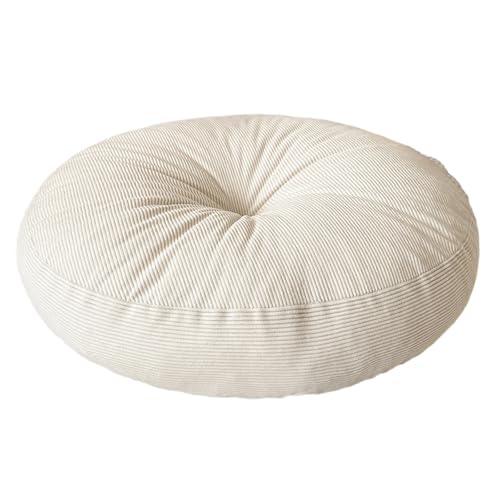 Round Pouf Floor Cushion PP Cotton Filling Washable Desk Chair Seat Pad Ottoman Sitting Pillow Home Accent Decoration Multipurpose Round Pouf - color: Off White1