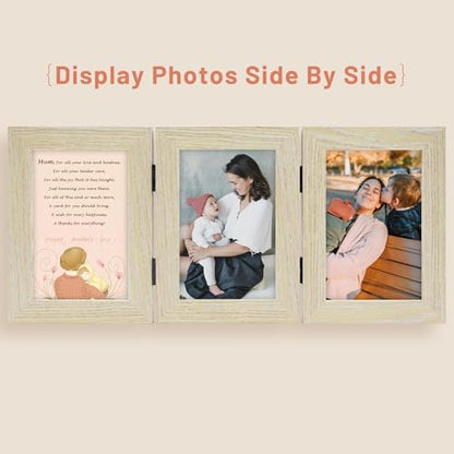 Golden State Art, 4x6 Triple Picture Frame Beige- Real Glass, 2 Pack | Trifold Photo Frame Vertical Display for Desktop - Three Folding Picture Collage - color: Beige, size: 4x6(2 Pack)