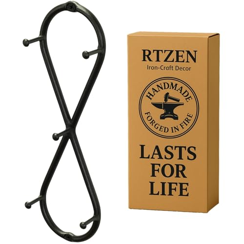 Farmhouse Small Key Holder for Wall, Wrought Iron Wall Mount Rack | Handcrafted Swirl Decorative, 5 Key Hooks for Home Entryway, Purse, Coat and Leash Holder or Organizer (Infinity Black) - style: Infinity