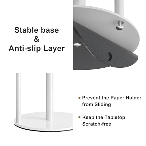 Paper Towel Holder White Stainless Steel Kitchen Countertop Roll Organizer | Standing Paper Towel Holders Roll Dispenser Simple White Weighted Base - color: White