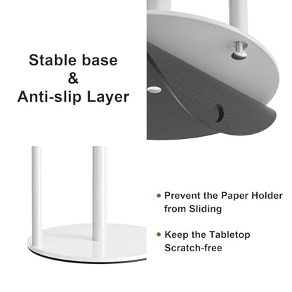 Paper Towel Holder White Stainless Steel Kitchen Countertop Roll Organizer | Standing Paper Towel Holders Roll Dispenser Simple White Weighted Base - color: White