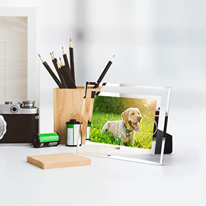 Hoikwo Bulk 4x6 Picture Frames, 4 Packs Silver Photo Frames 4 by 6, Glass Wedding Frames 4x6, Clear Mirror Wedding Photo Frames, Only for Tabletop Display Vertically or Horizontally - size: 4x6-4 Frames