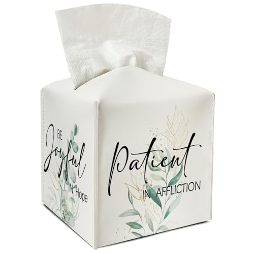 Eucalyptus Leather Tissue Holder with Bottom Belt for Women Housewarming Gift Watercolor Tissue Box Cover Bathroom Car Nightstand Vanity Kitchen Decor Waterproof Napkin Organizer Dispenser - FS708 - color: Green 03