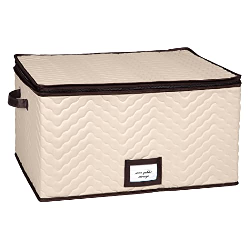Wine Glass Storage Box with Dividers, Holds 12 Glasses up to 4.25" Wide | Stemware Storage Case, Protects Fine China, Durable Quilted Microfiber, Carry Handles, Ideal for Red Wine Glass - size: Red Wine Glass, style: 1 Pack