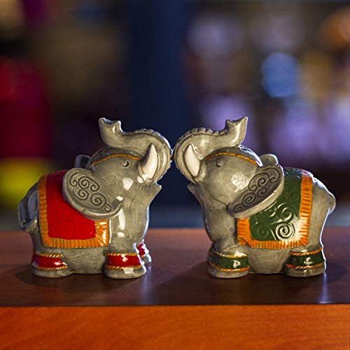 Pacific Giftware Raja Elephants Ceramic Salt and Pepper Shakers Set