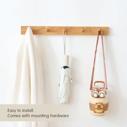 Hickory Wood Coat Rack Wall Mount, 12 Inch Coat Hook Hanger Wooden Wall Coat Rack with 3 Hooks for Purse Clothes Towels Hats in Entryway Bedroom Bathroom, Natural - size: 12 Inch