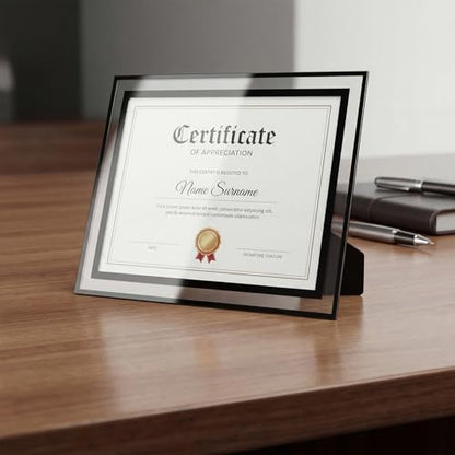 Hoikwo 8.5 by 11 Picture Frames, 12 Pack 8.5x11 Black Glass Frames – For Small Business Licenses, School Certificates, Family Awards & Office Diplomas, Tabletop Display Only – Vertical or Horizontal - size: Black-8.5x11-12 Frames