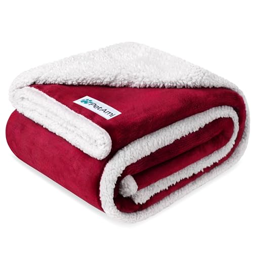 PetAmi Waterproof Dog Blanket for Small Dog Puppy Cat, 29x40, Wine Red | 460 GSM Sherpa Fleece Reversible, Pee Proof Pet Blanket, Furniture Protector Cover for Couch Sofa Kennel, Washable - color: Wine, size: Medium 29 X 40 Inches