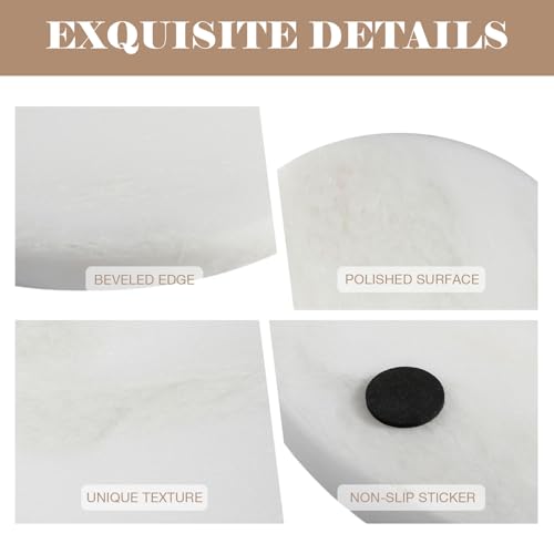 BCS Natural Round Marble Charcuterie and Cutting Boards for Kitchen, 10" Marble Cheese Pastry Board Stone Slab for baking, Pastries, Bread, Chocolate, Candy (Namib Fantasy)