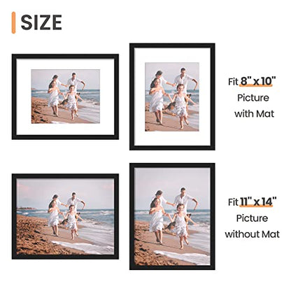 upsimples 11x14 Picture Frame Set of 10, Display Pictures 8x10 with Mat or 11x14 Without, Multi Photo Frames Collage for Wall Display, Black | Fit 8x10 with Mat and 11 x 14 Photos, Wall or Tabletop Display, For Gallery Hallway Living Room, For Christmas -