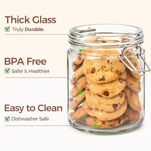ComSaf 25 oz Glass Jars with Airtight Lids 6 Pack Pantry Coffee Canisters | Meal prep salads, Overnight oats, Preserving canning, Sourdough pickling, Pantry organization, Pickling fermenting, Snacks - size: 25oz*6
