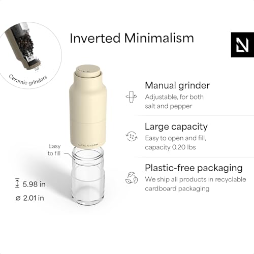 LARS NYSØM Salt and Pepper Grinder Set, Stainless Steel Manual Salt and Pepper Mills, Adjustable Ceramic Grinder, Design Spice Shakers (Brown/Beige) - color: Taupe Brown/Almond Beige