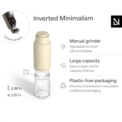 LARS NYSØM Salt and Pepper Grinder Set, Stainless Steel Manual Salt and Pepper Mills, Adjustable Ceramic Grinder, Design Spice Shakers (Brown/Beige) - color: Taupe Brown/Almond Beige