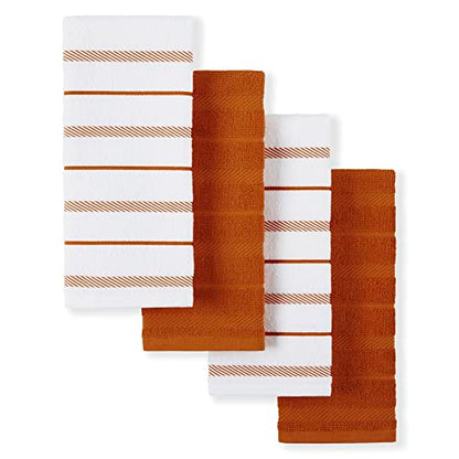 KitchenAid Albany Kitchen Towel 4-Pack Set, Honey Orange/White, 16"x26" - color: Honey, size: 16"x26"