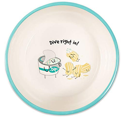 Pavilion - Chips & Dip - Patterned 6.25 Inch Teal Ceramic Snack Bowl - size: 6.25 Inch