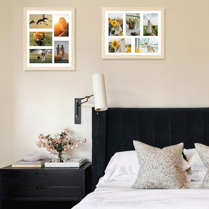 JCJMY 11x14 Picture Frame, 4x6 Collage Picture Frame, Display 5 Pcs 4x6 Photos or 11x14 Picture, Five Opening 4x6 Collage Frame for Wall Hanging, Lightweight 4 x 6 Multi Pictures Frame, Natural - color: Natural