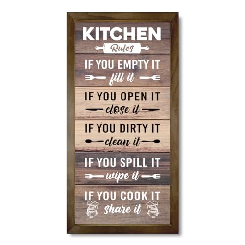 Kitchen Decor Wall, Rustic Kitchen Decorations, Kitchen Frame Décor, Kitchen Rules Sign, Kitchen Wall Décor, Kitchen Decor and Accessories, Farmhouse Kitchen Frame Sign, Rustic Kitchen Door Rules Sign - color: Kitchen13
