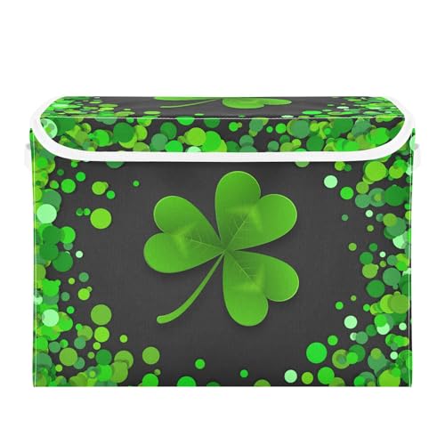 St. Patrick's Day Storage Bins with Lids and Carrying Handle,Foldable Storage Boxes Organizer Containers Baskets Cube with Cover for Home Bedroom Closet Office - color: St. Patrick's Day N
