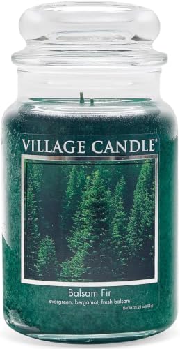 Village Candle Balsam Fir Large Apothecary Jar, Scented Candle, 21.25 oz., Green (Pack of 6) - size: 21.25 oz (Pack of 6)