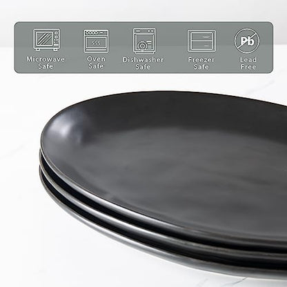Ceramic Serving Platters, 12" Black Serving Tray, Serving Plates, Set of 3 | Magclay Large Oval Serving Plates for Dessert Appetizers Meat/Entertaining/Party, Matte Black - color: Matte Black