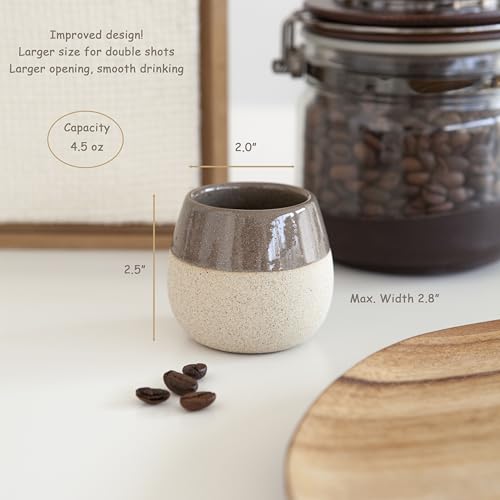 Ceramic Espresso Cups Set of 4, 4.5oz capacity - Small Modern Coffee Cups - Dishwasher Safe Cortado Macchiato Coffee Mugs for Nespresso Machine - Demitasse Cups - Espresso Accessories - Expresso Cup