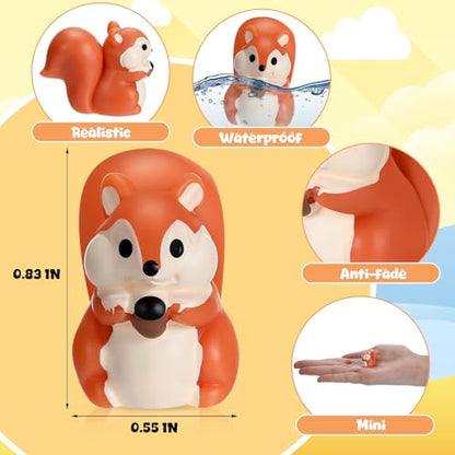 Threehoney 50 Pcs Mini Resin Animal Miniature Figurines Bulk Adorable Garden Accessories for Christmas Gifts Micro Landscape Ornaments Home Decor Bookcase Living Room Scenes Kit (Squirrel Style) - style: Squirrel Style