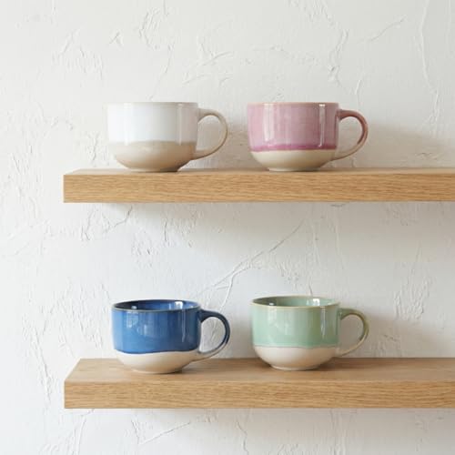 Bosmarlin Ceramic Coffee Mug Set of 4, 16 Oz, Coffee Cups with Big Handle, Microwave and Dishwasher Safe (Multicolor) - color: Multicolor