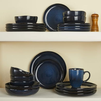 Ceramic Dinnerware Sets for 4, 12pcs Plates and Bowls Sets Dish Set | Stoneware Dishware sets, Microwave & Dishwasher Safe, Cereal Bowls and Dinner Plates Set, Stackable Dishes Set, Starry Blue - color: Starry Blue, size: Set (12pcs)
